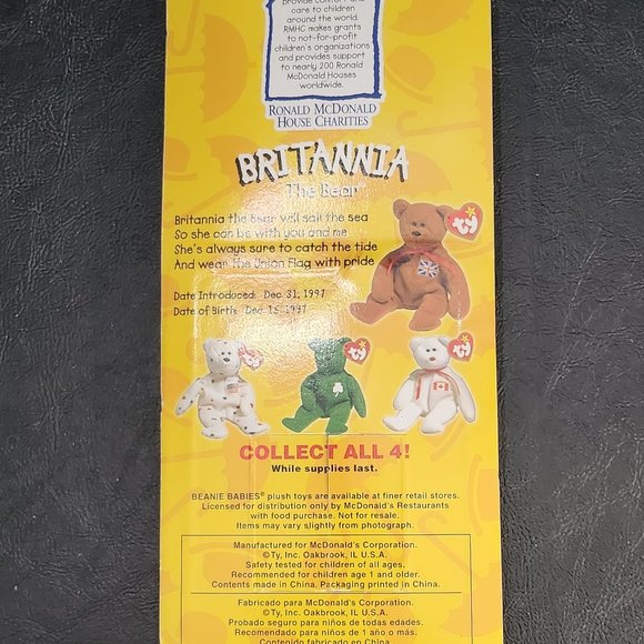 Ty Beanie Babies Complete Set (4) with Rare Tag Error 1999 McDonald's Erin Brita - Picture 7 of 10